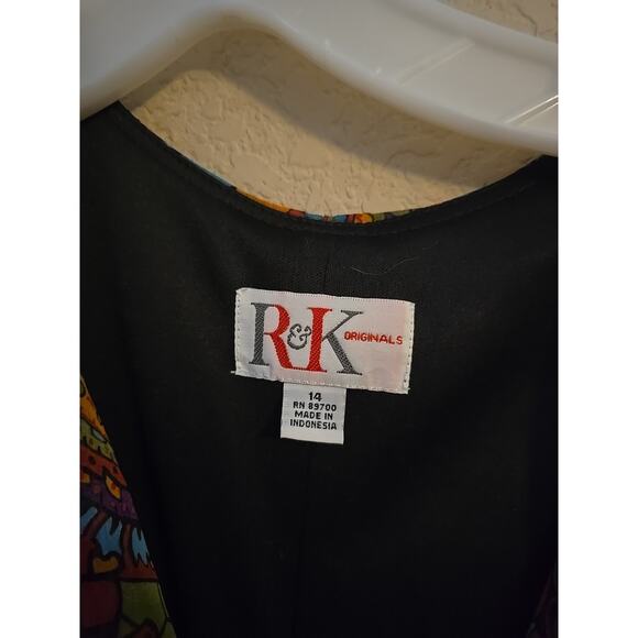 R&K Originals Multicolor Paisley Tie Waist Flutter Sleeve Dress Womans Size 14 - Picture 5 of 6